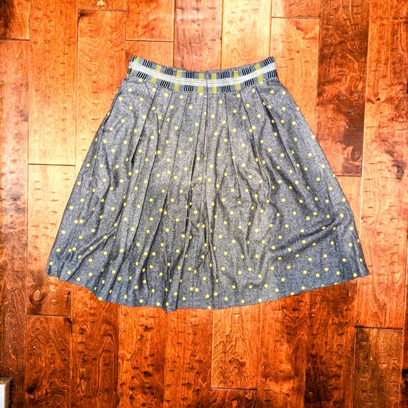 NWT Anthropologie Plenty By Tracy Reese Skirt Women's 12 Gray Polka Dot Pockets - Picture 5 of 10